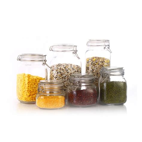 Various Capacity Square Glass Jar Food Storage Bottles With Flip Lid Product Id Storage Glass