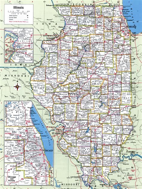Illinois Map With Countiesfree Printable Map Of Illinois Counties And