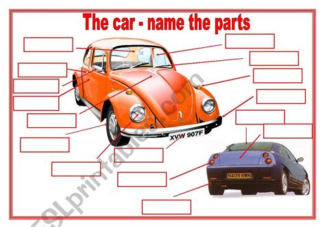 The Parts Of The Car Fill In Esl Worksheet By Piszke