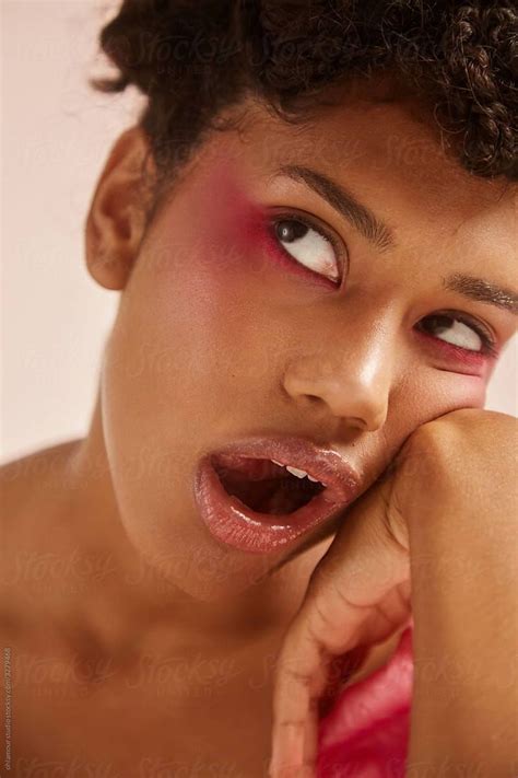 Woman Yawning By Stocksy Contributor Ohlamour Studio Women Pink
