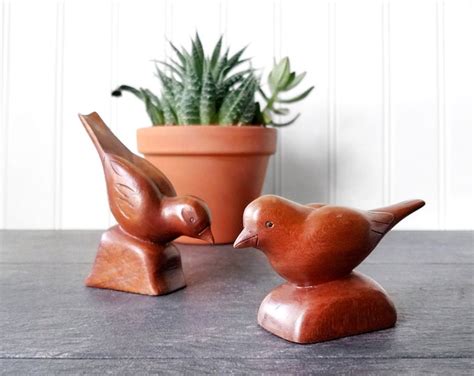 Wooden Bird Figurines Vintage Etsy