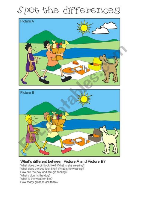 Spot The Differences 12 Esl Worksheet By Cyn Find The Difference