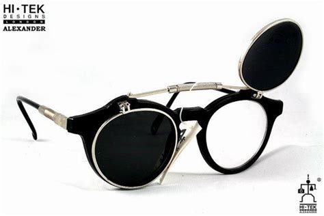 Hi Tek Alexander Retro 1950s Round Frame Black Vintage 1980s Etsy Steampunk Sunglasses Flip