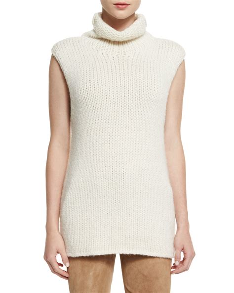 Lyst Theory Vandrona Sleeveless Turtleneck Sweater In White