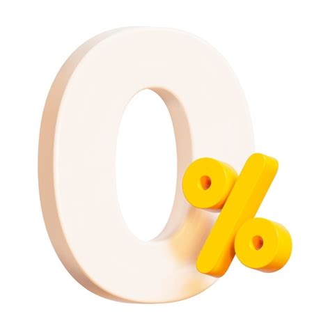 Premium Vector 3d Zero Percent Icon White And Yellow Colors On