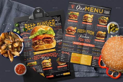 fun chalk burger menu  bluerobindesignshop graphicriver