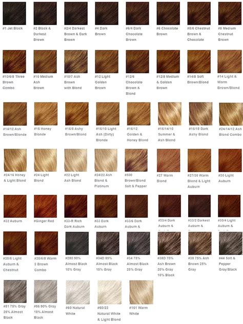 Hair Color Chart Shades Of Blonde Brunette Red Black 52 Off