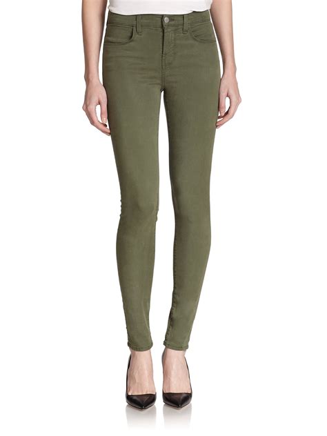 J Brand Maria High Rise Luxe Sateen Skinny Jeans In Green Lyst