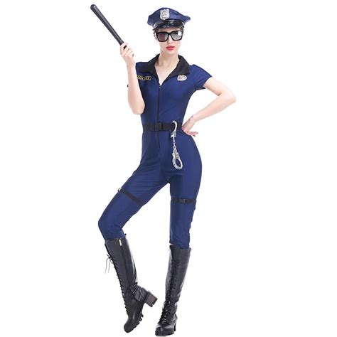 2017 New Sexy Police Officer Costume Uniform Halloween Adult Sex Cop Cosplay Slim Dress For