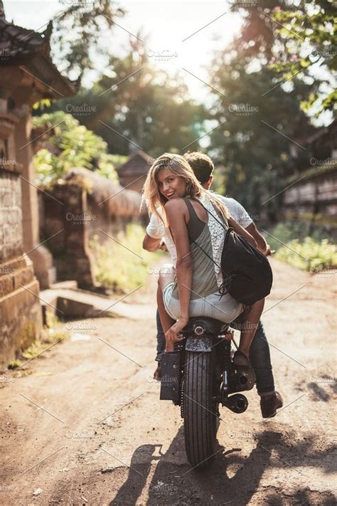 Young Couple Riding Motorcycle Motorcycle Couple Pictures Riding Motorcycle Bike Photography