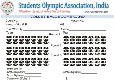 Score Cards Students Olympic