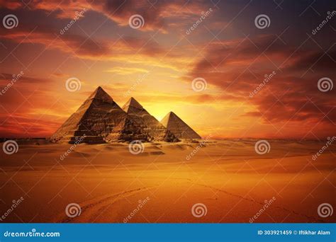 A Stunning Image Of Three Pyramids Standing Tall In The Desert Against