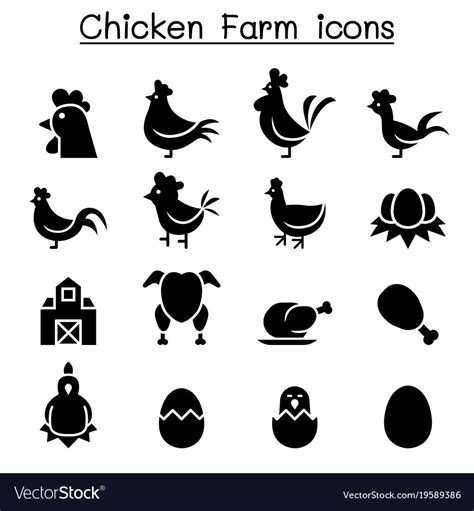 Chicken Icon Set Royalty Free Vector Image Vectorstock