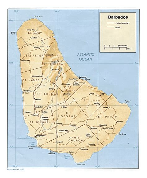 Detailed Political And Administrative Map Of Barbados With Relief