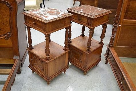 Pair Of French Henri Ii Walnut Nightstands Bedside Cabinets Furniture