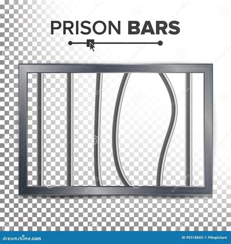 Realistic Prison Window Vector Broken Prison Bars Jail Break Concept