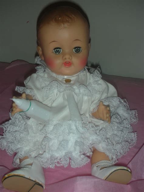 Vintage Ideal Molded Hair Drink And Wet Baby Doll 1950s Vinyl Dolls