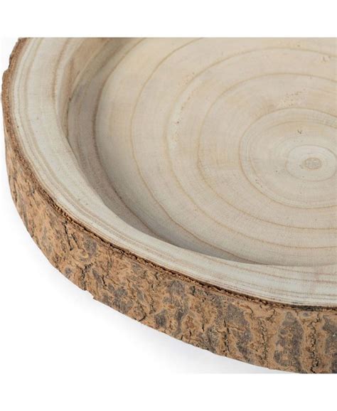 Vintiquewise Wood Tree Bark Indented Display Tray Serving Plate Platter