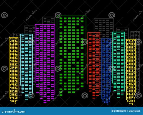 Abstract City Of Colorful Skyscrapers Stock Illustration Illustration