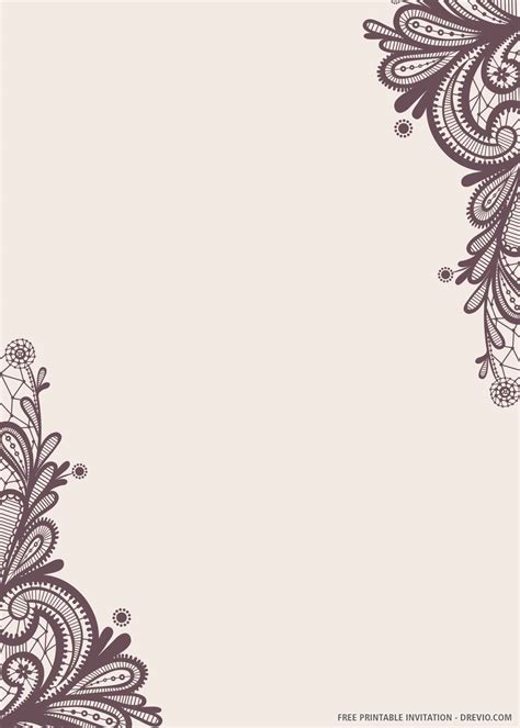 Free Printable Elegant Vintage Lace Wedding Invitation Templates