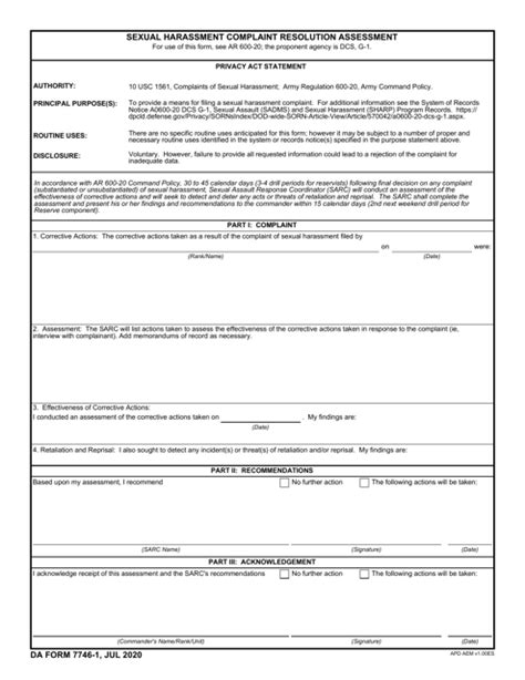 Da Form 7746 1 Fill Out Sign Online And Download Fillable Pdf