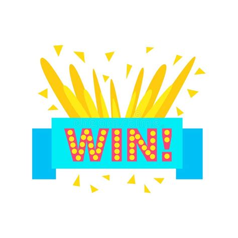 Win Congratulations Sticker Blue Ribbon Design Template Video Game