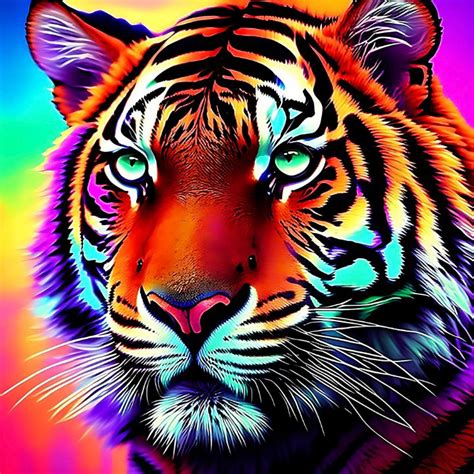 Psychedelic Tiger Face Generative Ai Luigi Petro Drawings