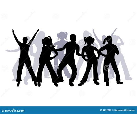 Silhouette Group Of People Dancing Stock Vector Illustration Of Pose