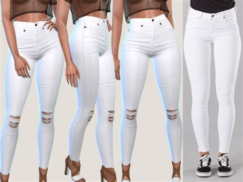The Sims Resource Bianca White Denim Jeans By Pinkzombiecupcakes