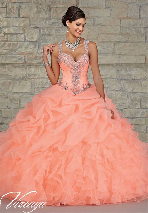 Just because the summer is winding down doesn't mean your wedding colors can't be colorful & vibrant. 2015 Cheap Coral Quinceanera Dresses sweet 16 dresses ...