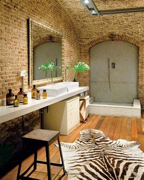 My bathroom fitter is wanting extra money because the walls were poor when he removed the tiles. 39 Stylish Bathrooms With Brick Walls And Ceilings - DigsDigs
