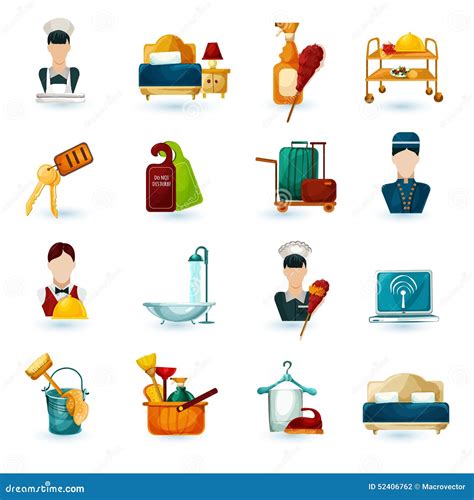 Hotel Maid Icons Stock Vector Illustration Of Collection 52406762