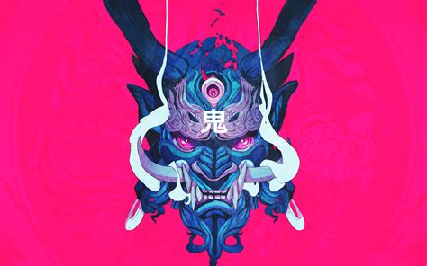 Wallpaper Samurai Demon Chunlo Illustration Oni Mask