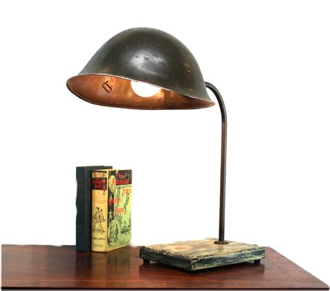 Military Antique Replica Helmet Table Lamp Light Fixture Old Army War