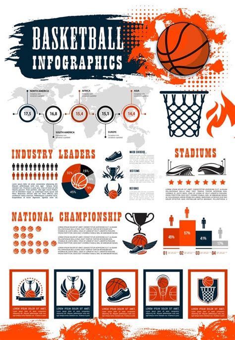 Basketball Infographic Sport Game Charts Stock Vector Illustration