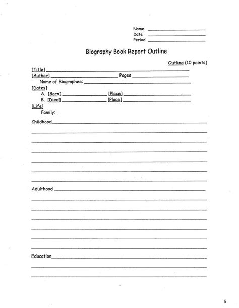 Biography Report Template 5th Grade 3 Templates Example Biography