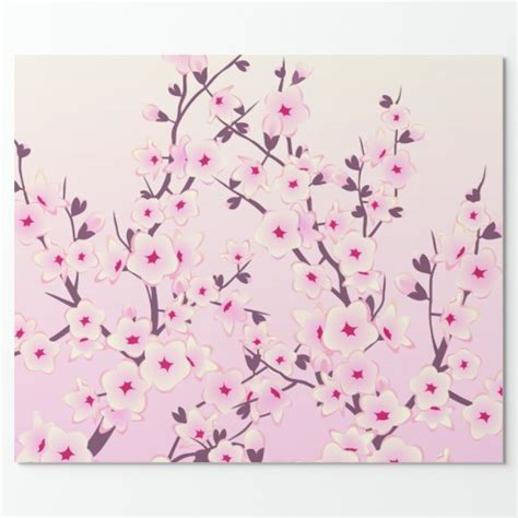 Cherry Blossoms Pattern Pink Floral Wrapping Paper