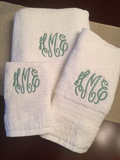 Personalized Bath Towel Set 3 Piece Bath Towel Set Monogrammed