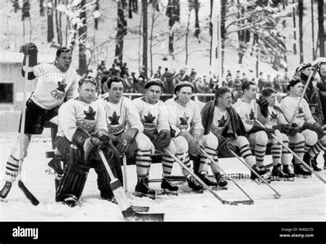 The Ice Hockey Team From Canada At The Olympic Games In Garmisch