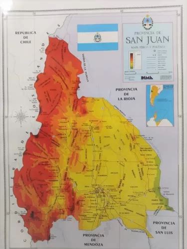 Mapa San Juan Físico Político Mural Laminado Envarillado