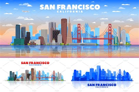San Francisco Vector Skyline Custom Designed Illustrations ~ Creative