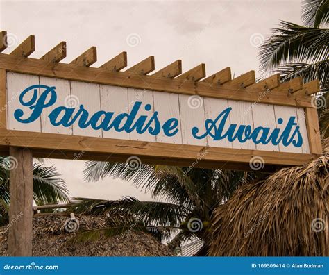 Paradise Awaits Sign at Margaritaville Resort Editorial Stock Image
