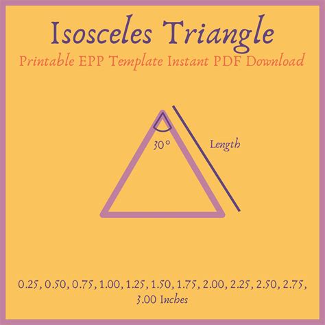 Printable 30 Degree Isosceles Triangle Epp Template Instant Pdf