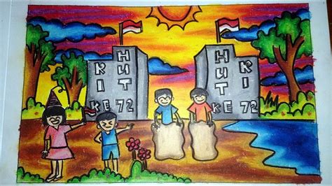 Gambar Ilustrasi Kemerdekaan Yang Mudah Digambar | Hilustrasi