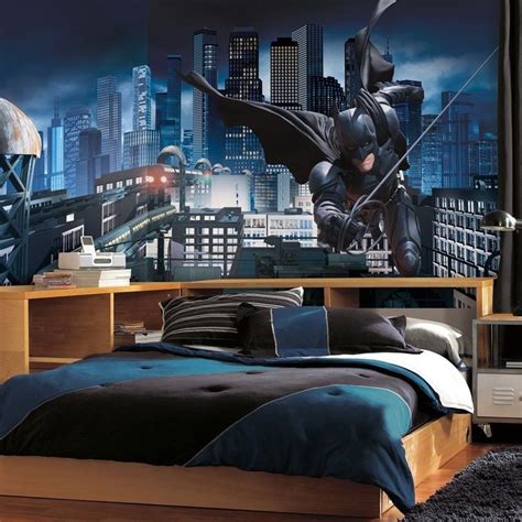 Gotham city, batmobile, wall decor Wall Mural Decor for Amazing Batman Bedroom Design and ...