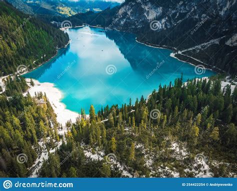 A Fantastic View On The Braies Lake Stock Photo Image Of Outdoors