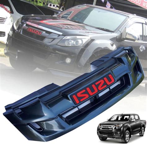 Gloss Black Front Grille Grill Red Logo For Isuzu D Max Dmax Blade 2012
