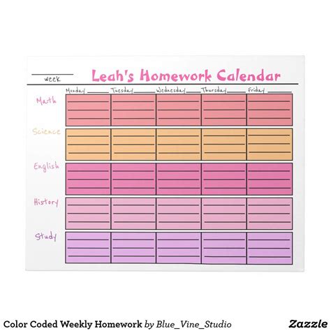 Kids School To Do List Colorful Calendar Custom Notepad Zazzle