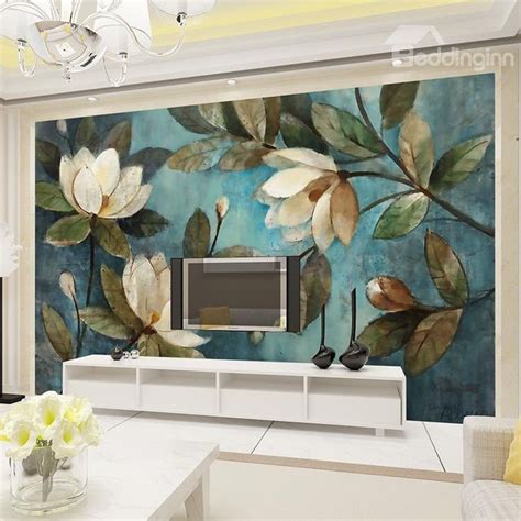 White Magnolia Flowers Pattern Home Decorative Waterproof 3d Wall