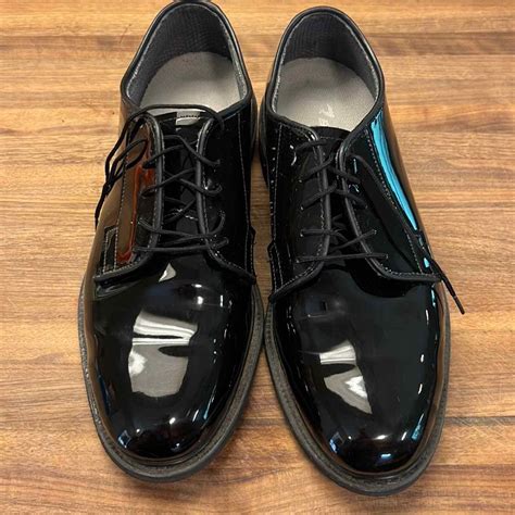 Mens Bates High Gloss Shiny Black Uniform Oxford Dre Gem